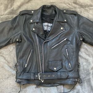 Unik Leather Biker Jacket- black horsehide